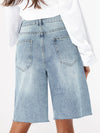 High-Waist Retro Distressed Jeans: Loose, Raw Hem Cropped Pants