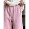 Pantalon de survêtement rose à bande de cheville épaissie en velours thermique pour femme