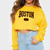 Women's Boston Letter Long-Sleeve Cropped Sweater