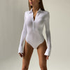 Sexy Slim Long Sleeve Button Collared Bodysuit