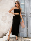 Chest Wrapped Cropped Two Piece Street Tight Skirt Set