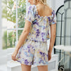 Summer Sexy Tie-Dyed Home Wear Ruffled Pajamas Suit