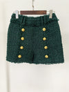 Tweed Fringe Shorts with Lion Button