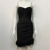 Black Dress with Feather Bottom