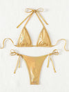 Maillot de bain bikini fendu avec sac triangle bronzant avec bijoux