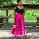 Two-Piece Suit with Bow Tube Top and Loose Pants