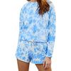Women's Tie-Dyed Long-Sleeved Top and Shorts Set
