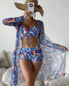 Three Piece Suit High Waist Long Sleeves Blouse Swimsuit