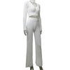 Solid Color Knitted Suit See-Through Hollow-Out Trousers