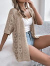 Hollow Out Knitted Cardigan: Short Sleeve Sun Protection Shirt for Women