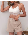 Solid Color Cotton Linen Loose Wide-Leg Shorts for Women