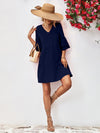 Double Layer Bell Sleeve V-Neck Doll Type Dress