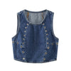 French Chic Sleeveless Vest & High-Waist Jeans