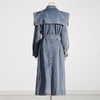 Denim Trench Coat Polo Collar Lace up Design