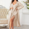 Ice Silk Cardigan Lace-up Morning Gowns Bathrobe