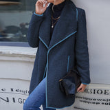 Loose Casual Asymmetric Mid-Length Plush Trench Coat Overcoat