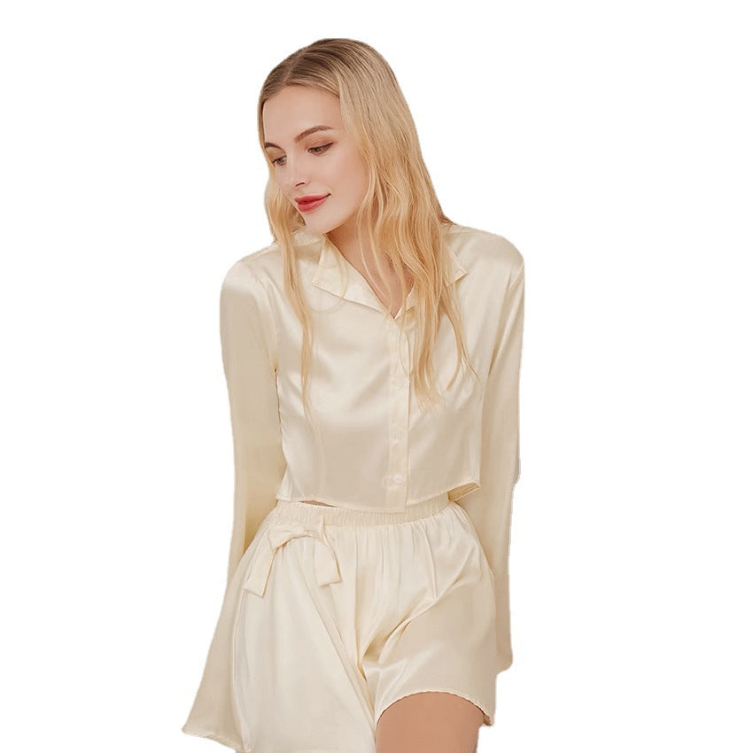 French Champagne Bridal Casual Shirt Shorts Suit