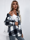 Long Sleeved Plaid Top Loose Casual Shacket Jacket for Women