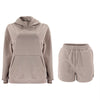 Long-Sleeved Hooded Sweater with Casual Shorts: Two-Piece Set