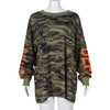 Camouflage adhesive cement sexy cutout long sleeve top