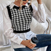 Houndstooth Knitted Vest for Women