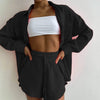 Collared Loose Shirt with High Waist Shorts Two-Piece Casual Set for Women