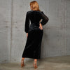 Long Sleeve Black Sparkly Dress