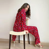 Women's Silk Leopard Print V-neck Long Sleeve Pajamas