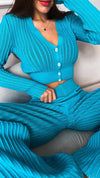 Costume tricoté de couleur unie, pantalon transparent ajouré
