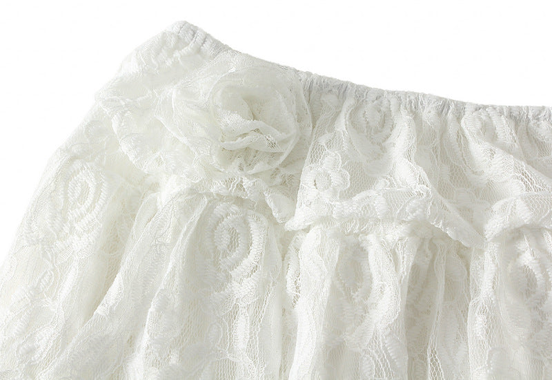Irregular Asymmetric Lace Skirt Tiered Dress Design