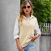 Zipper Solid Color Sleeveless Knitted Vest