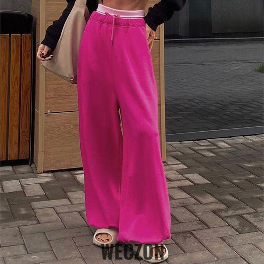 Pure Color Tied High Waist Loose Lantern Casual Trousers