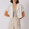 French Cotton Linen Short Collared Cardigan