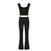 Solid Color Square Collar Vest and Bootcut Pants Suit