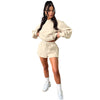 Long-Sleeved Hooded Sweater with Casual Shorts: Two-Piece Set