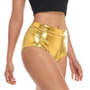 Colorful Metallic Coated Fabric Nightclub Stage Shorts for Women