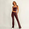 Solid Color Square Collar Vest and Bootcut Pants Suit