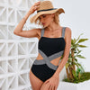 Color block One Piece Swimsuit Backless
