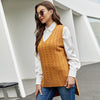 Long V-neck Sleeveless Knitted Vest for Women