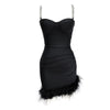Black Dress with Feather Bottom