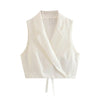 Summer Linen Blended Slim Vest with Casual Shorts for Women