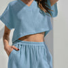 Double Layer Champray Solid Color Short Sleeve Pajamas