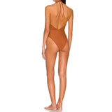 brown swimsuit one piece tube-top strap bikini