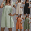 Solid Color Cotton Linen Babydoll Dress