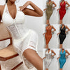 Knitted Bikini Cover-up Dress with Cutouts and Suspenders