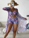 Three Piece Suit High Waist Long Sleeves Blouse Swimsuit