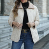 Casual Collared Cardigan Cotton Padded Coat  with Fur Collar