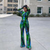 Green T-Shirt Wide Leg Pants Casual Two-Piece Suit Fall