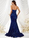 royal blue sequin prom dress