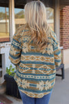 Retro Pattern Long Sleeved Women's Woolen Coat